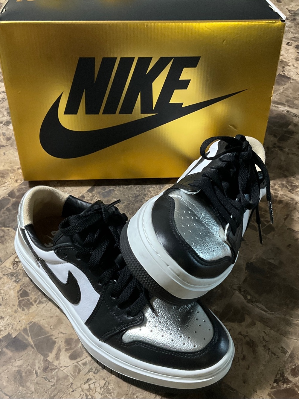 Nike Kids' Black, White and Silver Low-Top Sneakers